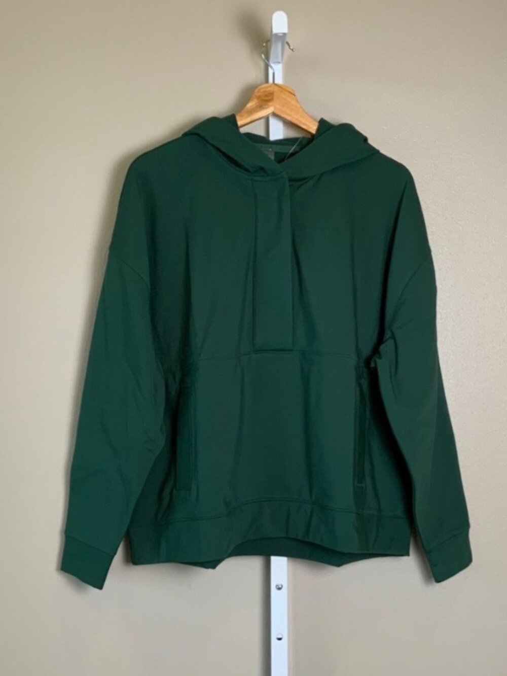 Emerald Green Oversized Pullover Sz L Lou & Grey Hooded Hoodie
